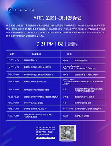 螞蟻金服2018 ATEC金融科技開放峰會(huì)重磅來襲！