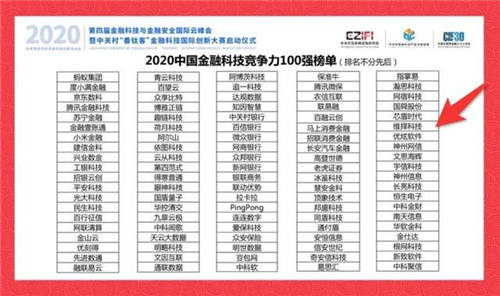 維擇上榜！2020中國金融科技競爭力百強榜重磅發(fā)布