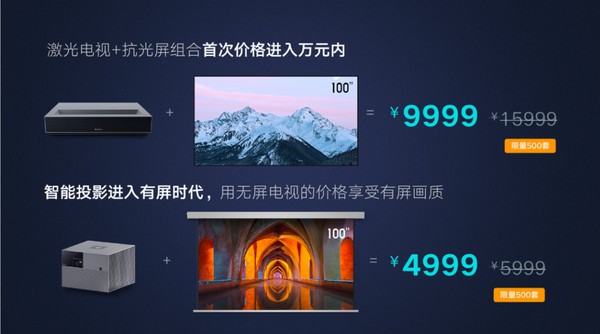 價格屠夫！僅售9999的4K百吋激光電視（含柔性抗光屏）正限量超值購