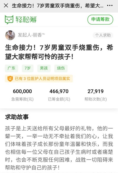 愛(ài)心大接力！輕松籌上為慘遭生父虐待男孩籌集46萬(wàn)元善款