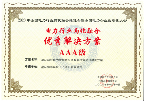星環(huán)科技榮獲AAA級(jí)電力行業(yè)兩化融合優(yōu)秀解決方案  助力電力行業(yè)數(shù)字化轉(zhuǎn)型