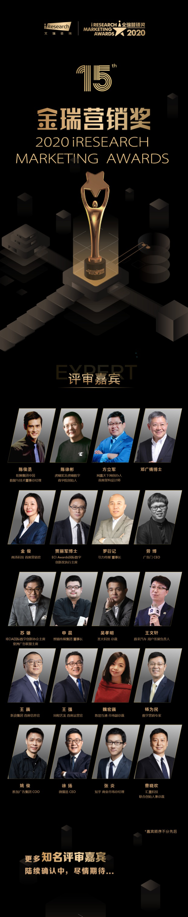 2020金瑞營銷獎(jiǎng)iResearch Marketing Awards評委陣容公布