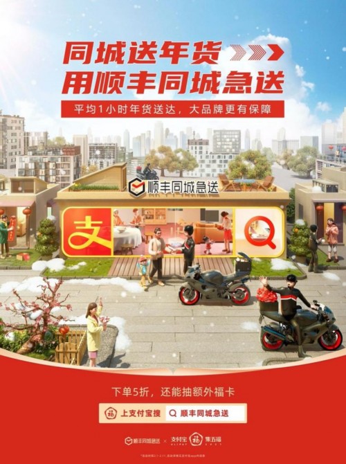 順豐同城急送與支付寶強強聯(lián)合，集五福，迎新春
