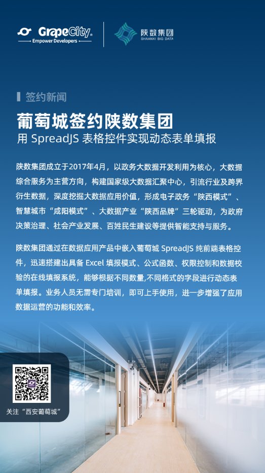 葡萄城簽約陜數(shù)集團，SpreadJS表格控件實現(xiàn)動態(tài)表單填報