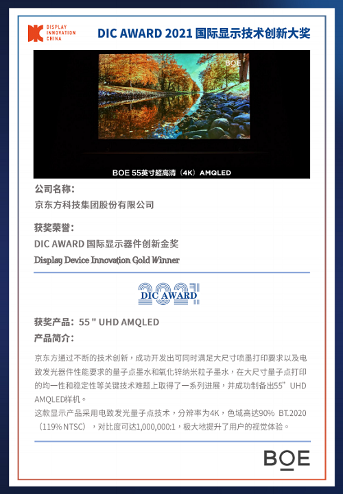 DIC 2021 顯示技術(shù)及應(yīng)用創(chuàng)新展在滬啟幕！DIC AWARD獎(jiǎng)項(xiàng)揭曉，這些顯示企業(yè)摘得桂冠！