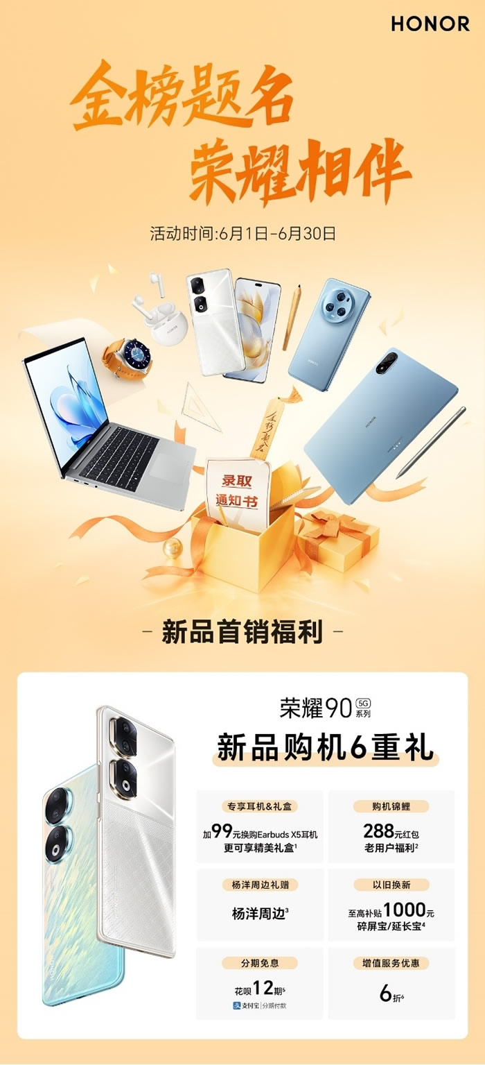 金榜題名 榮耀相伴，榮耀90系列新品首銷，推出6大福利助力高考學(xué)子.jpg