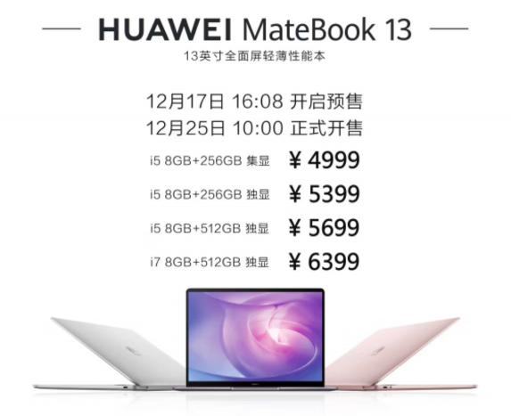 華為MateBook 13筆記本圣誕節(jié)開售：不為犒勞自己，只為贏戰(zhàn)來年！