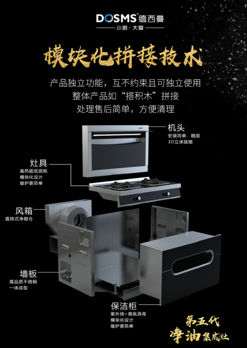 單元體模塊化拼接技術(shù)，集成灶十大品牌讓你省心省力！