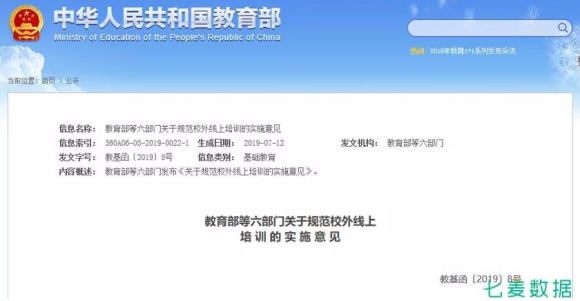 七麥數(shù)據(jù)發(fā)布K12教育行業(yè)報(bào)告：教育細(xì)分行業(yè)迅速發(fā)展，面臨監(jiān)管大洗牌
