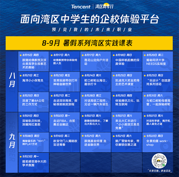 騰訊“青年行”提供暑期多職業(yè)體驗(yàn) 深港船票半價(jià)助灣區(qū)青年交流