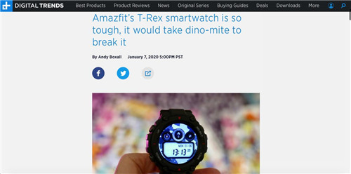 軍標認證+戶外風格，華米科技 Amazfit T-Rex 手表媒體口碑持續(xù)走高