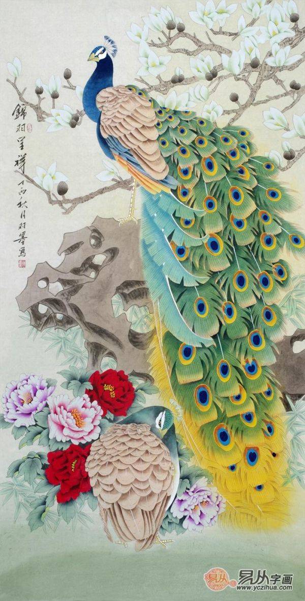 進(jìn)門(mén)玄關(guān)掛什么畫(huà)比較合適，可以掛在玄關(guān)的花鳥(niǎo)國(guó)畫(huà)作品有這些