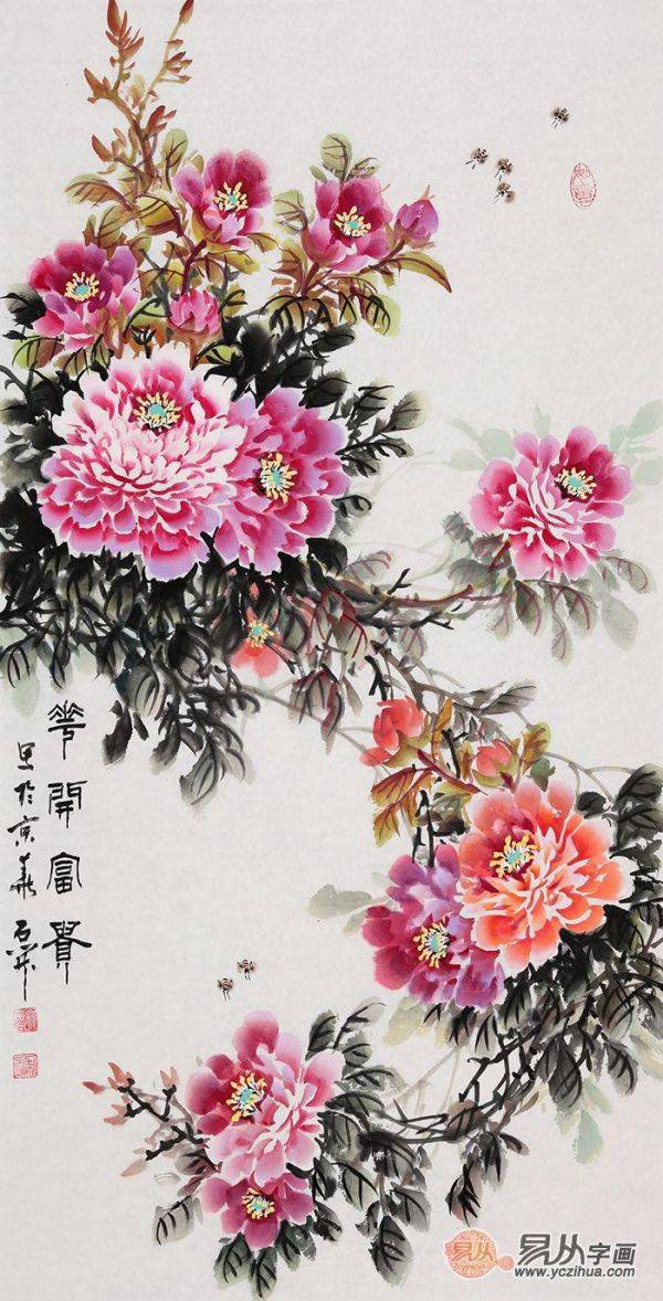 進(jìn)門口玄關(guān)掛什么畫，吉祥富貴花鳥畫就選這些