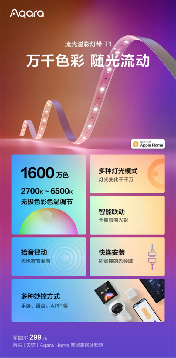 萬千色彩，隨光流動！Aqara 流光溢彩燈帶 T1正式發(fā)布