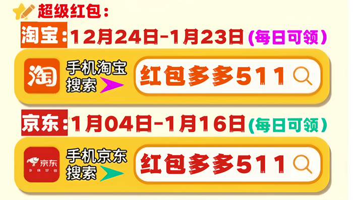 2025京東淘寶天貓年貨節(jié)滿200減30紅包口令是什么？優(yōu)惠券疊加年貨節(jié)活動優(yōu)惠力度會更大
