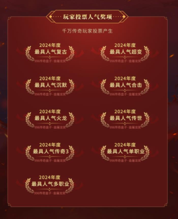 傳奇界的奧斯卡，996傳奇盒子“金屠龍獎”-千款傳奇玩法等你評選