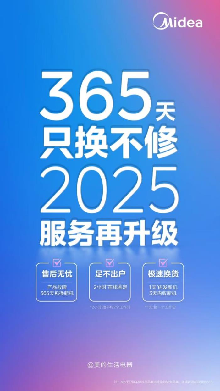 美的生活電器升級售后服務，足不出戶享365天產(chǎn)品故障包換新機