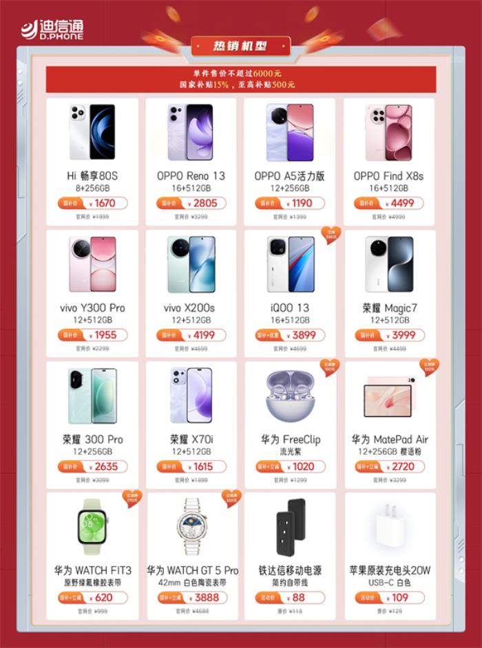 迪信通618火爆開(kāi)啟！三補(bǔ)疊加購(gòu)機(jī)低至6折起，更有超多尊享權(quán)益！