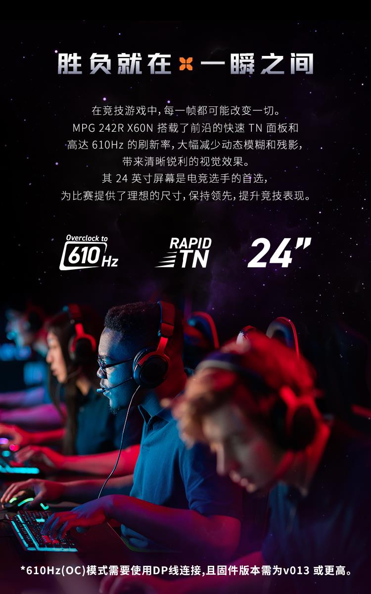 微星首破電競極限！MPG 242R X60N 顯示器攜610Hz刷新率震撼登場