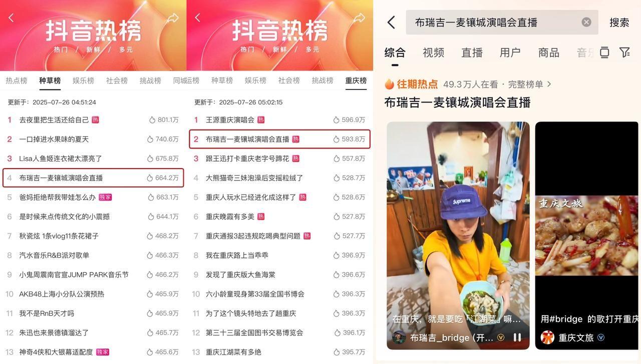 重慶方言唱響江湖情書，布瑞吉Bridge演唱會抖音特別場圓滿收官